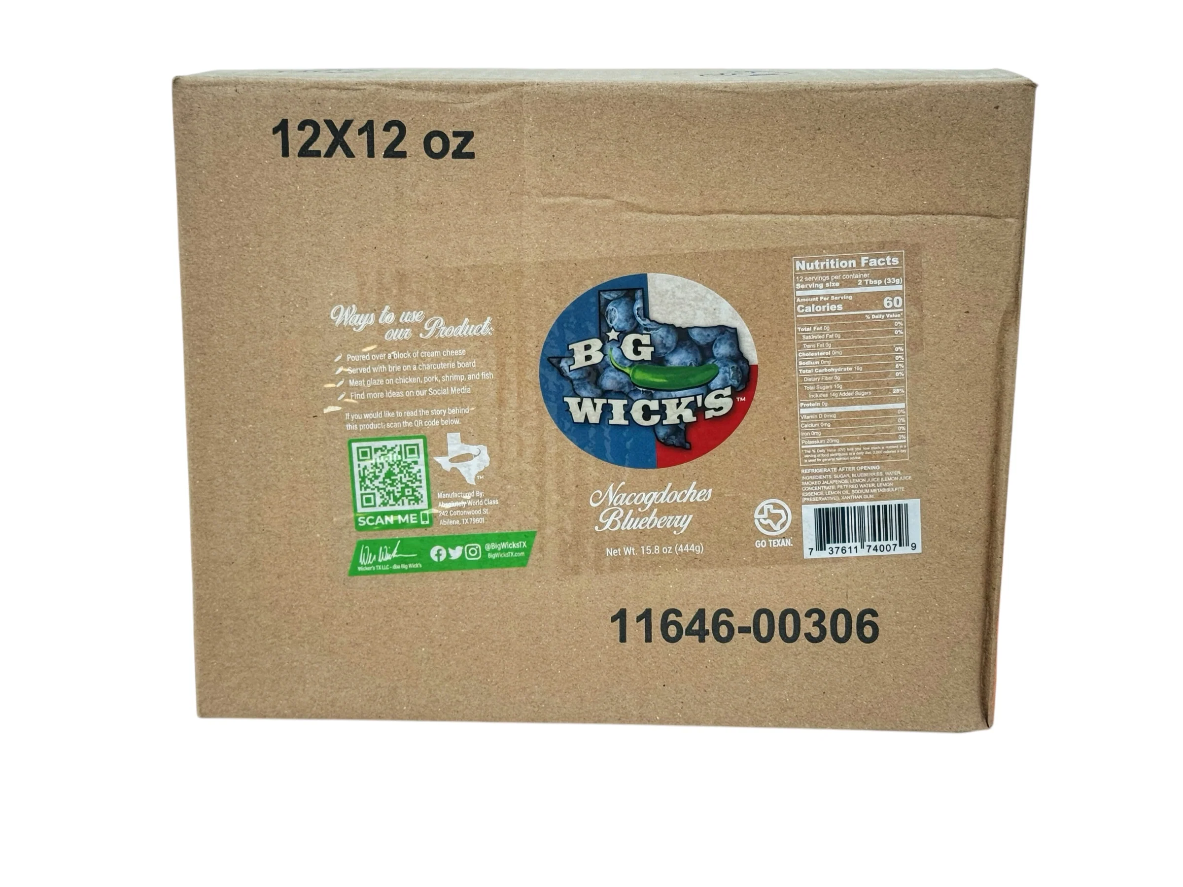 NEW Retail Case of 12 Bottles (16oz) Nacogdoches Blueberry - SEASONAL [NB]